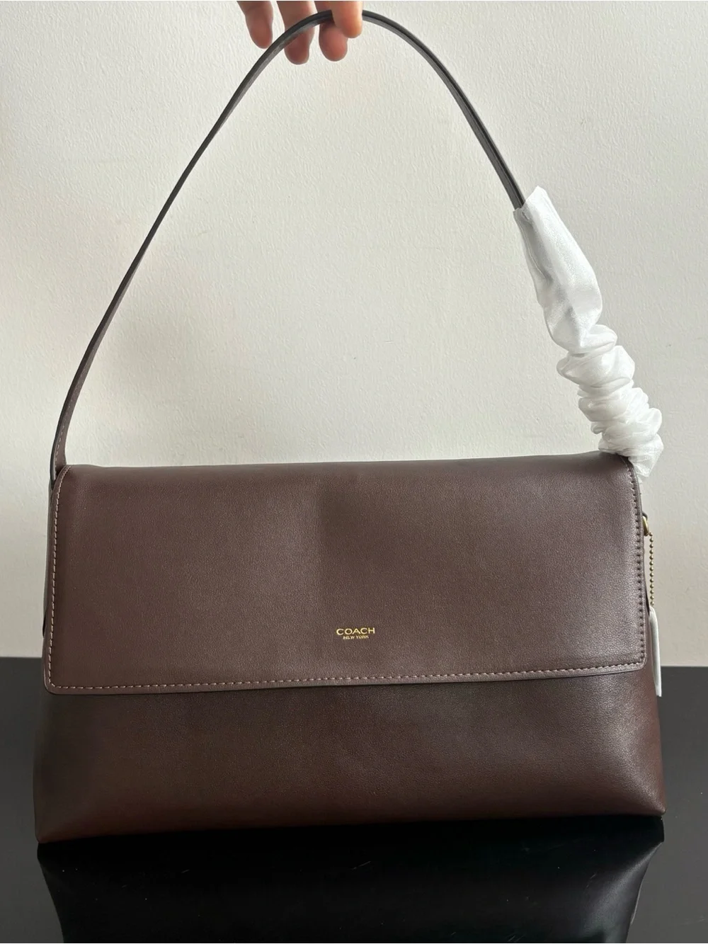 COACH Chocolate Brown Leather Shoulder Bag